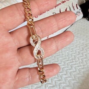 Gold Infinity Necklace with Crystals